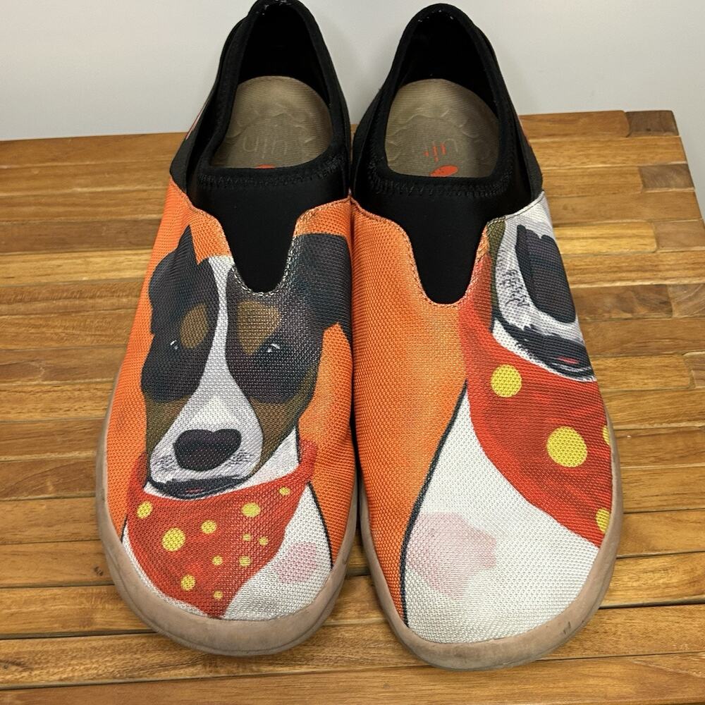 UIN DOG JACK RUSSELL TOLEDO COMFORT SLIP ON CASUAL CANVAS SHOES SIZE 11 45